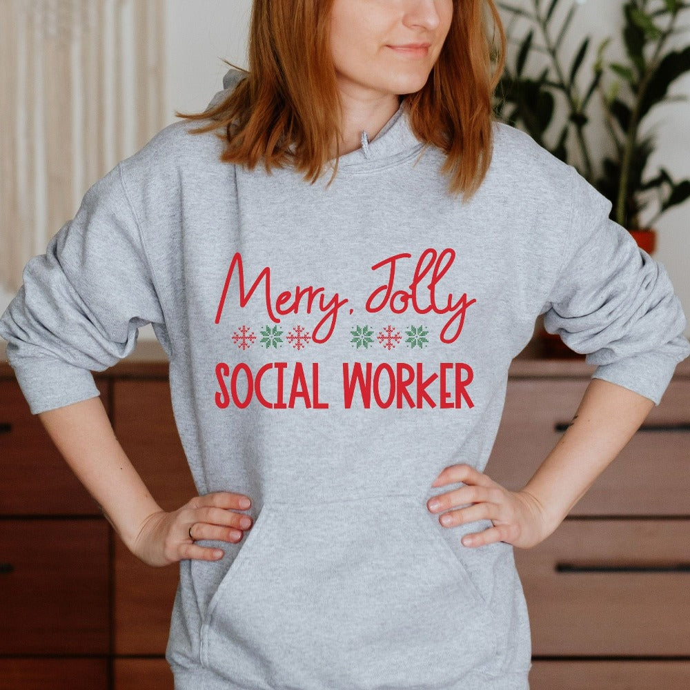 Holiday Sweatshirt for Women, Licensed Social Worker, Christmas Sweater, MSW Gift for Christmas, LCSW Christmas Party Shirt, Xmas Top Ladies