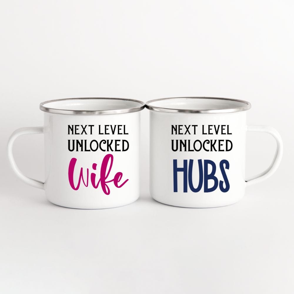 Mr and Mrs, Wife and Husband matching couples coffee mug. Heading out on a honeymoon vacation, family reunion cruise to celebrate your anniversary, this his and hers matching souvenir is always a hit. Customized with date, it is a perfect bridal party wedding gift idea for bride and groom. Also great as a welcome gift for future soon-to-be daughter-in-law or son-in-law.