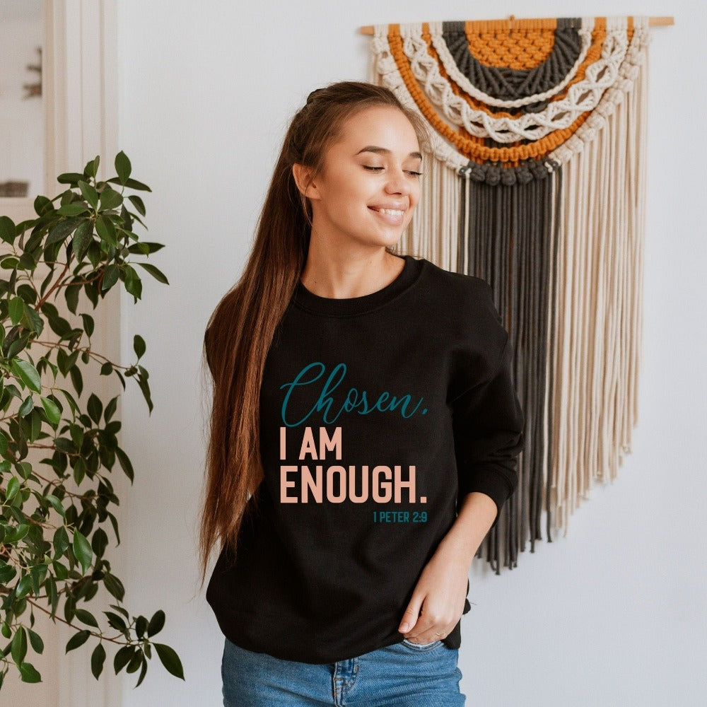 Christian faith based gift idea outfit for religious friend or loved one. This minimalist design is based on the scriptural quote from 1 Peter 2:9. Great matching sweatshirt for a church convention, Sunday school or weekend service. Grab this for a birthday shirt for youth pastor or leader, minister or any other Christian friend.