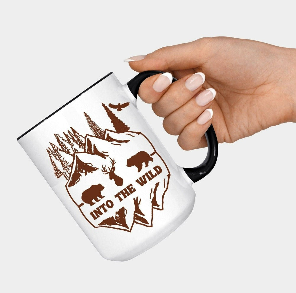 Thinking about a wild adventure? Get in the right mood with this rustic coffee cup for the serious camper, hiker or true explorer. If you are an outdoorsy nature lover or know someone that is, then this is for you! Great for family expeditions, hikes, off the grid living or just for watching birds on TV.