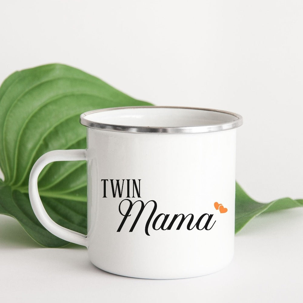 Cute twin mama mug. Get ready to celebrate double blessings with this perfect going home hospital souvenir for the new mother. Great idea for a family surprise from mom of multiples, expecting mother, baby reveal announcement or baby shower gift.