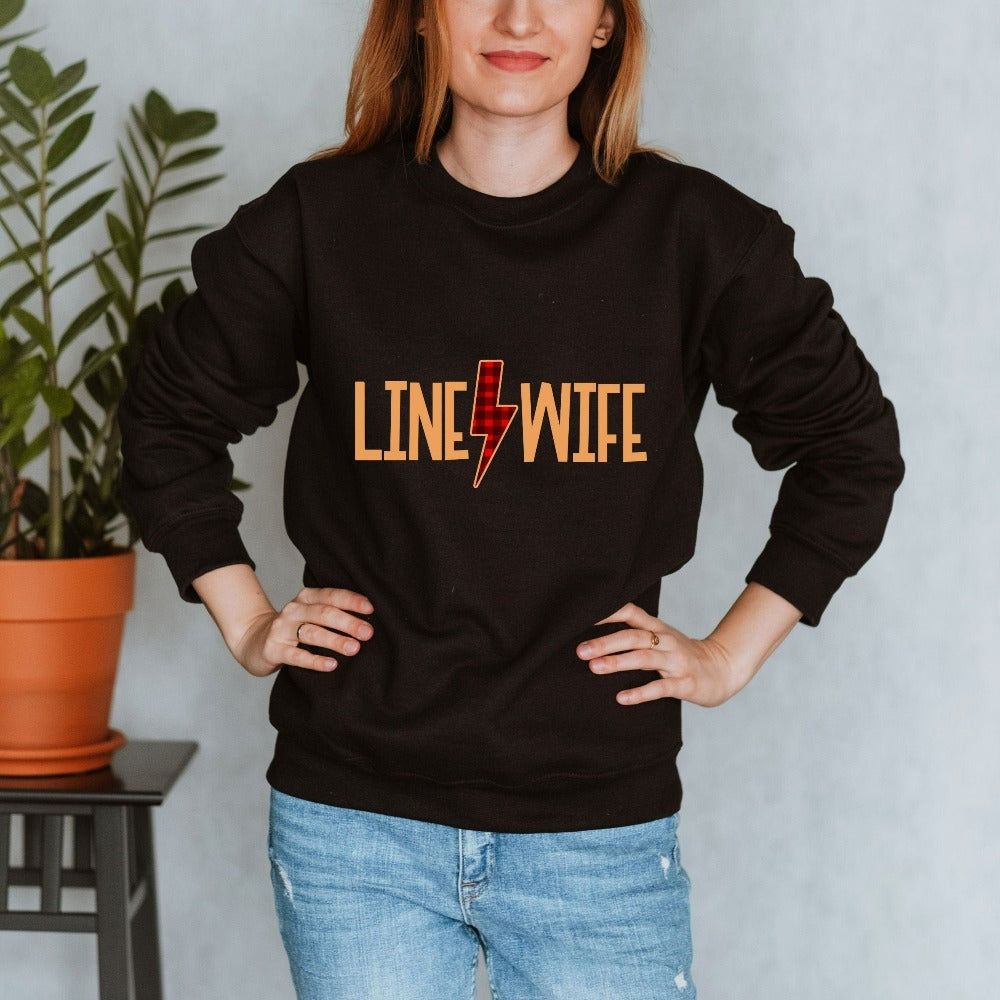 Lineman Gift for Wife, Christmas Anniversary Crewneck Sweatshirt for Line Wife, Lineworker Christmas Shirt, Lineman's Wife Holiday Sweatshirt, Xmas Gift for Wife