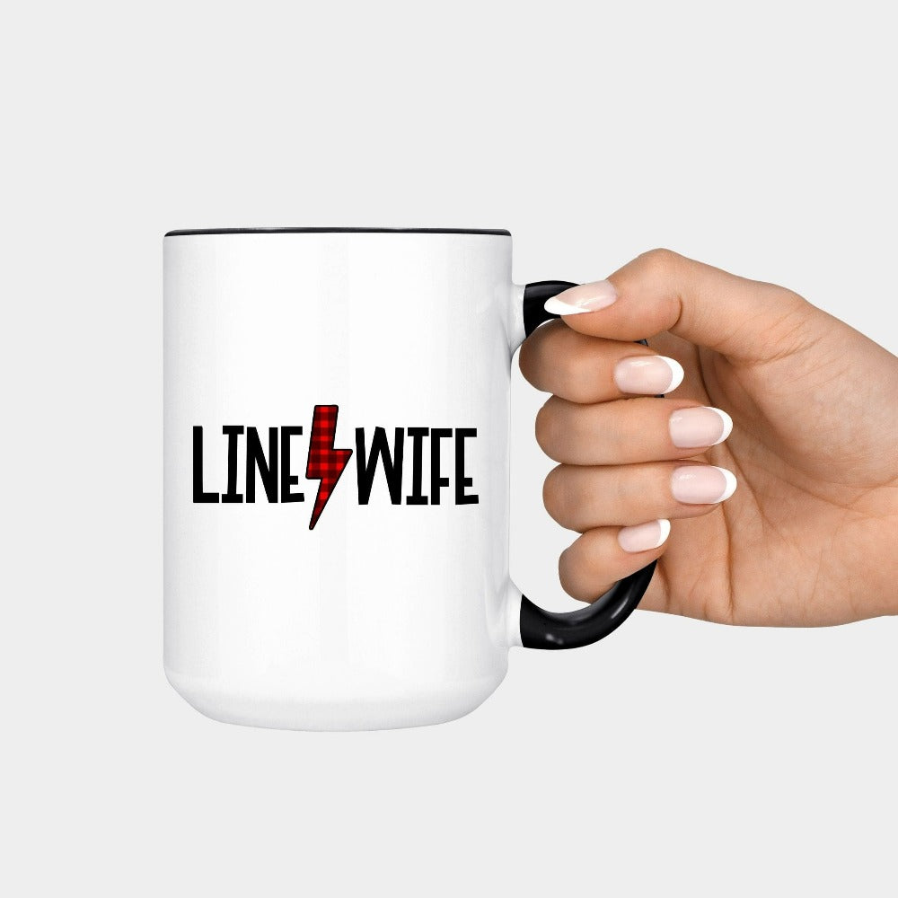 Lineman Wife Christmas Mug, Wifey Coffee Mug, Lineman Gift for Wife on Birthday Anniversary, Line Wife Cup, Powerline Technician Gift, Holiday Gift