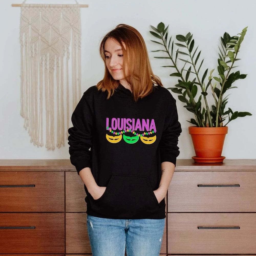 Louisiana Sweatshirt, Mardi Gras Sweater, Saint New Orleans Hoodie, Carnival Top, NOLA Festival Parade Shirt, Mardi Sweatshirt