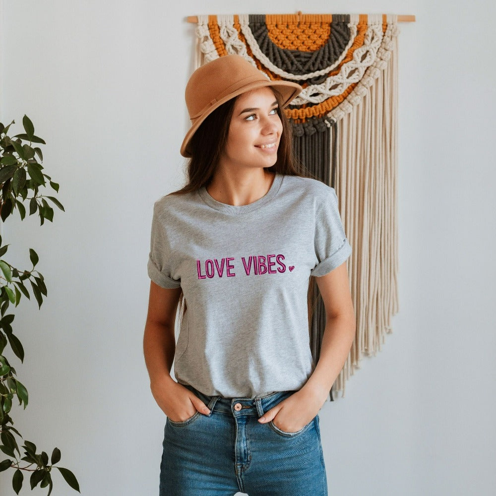 Love Vibes Valentines Shirt, Valentines Day TShirt, Women Vday Shirt, Valentines Tee Gift Him Her, Mr Mrs Couples Heart Shirt