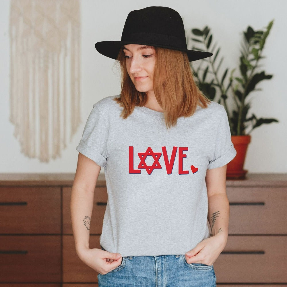 Lover Gift Valentine's Day TShirt, Mom Passover Shirt, Star of David Bat Mitzvah Tee, Religious Matching T-Shirt, Hanukkah Shirt