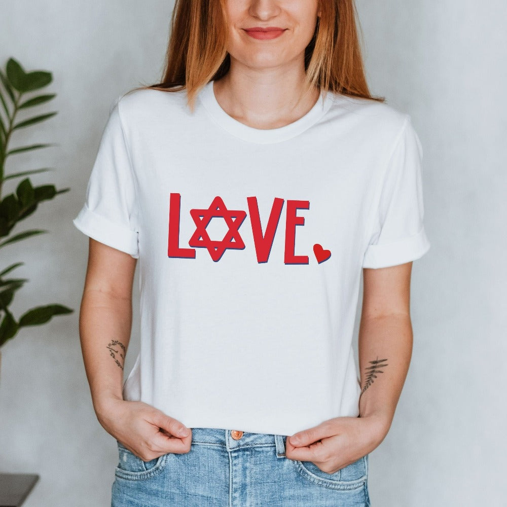 Lover Gift Valentine's Day TShirt, Mom Passover Shirt, Star of David Bat Mitzvah Tee, Religious Matching T-Shirt, Hanukkah Shirt