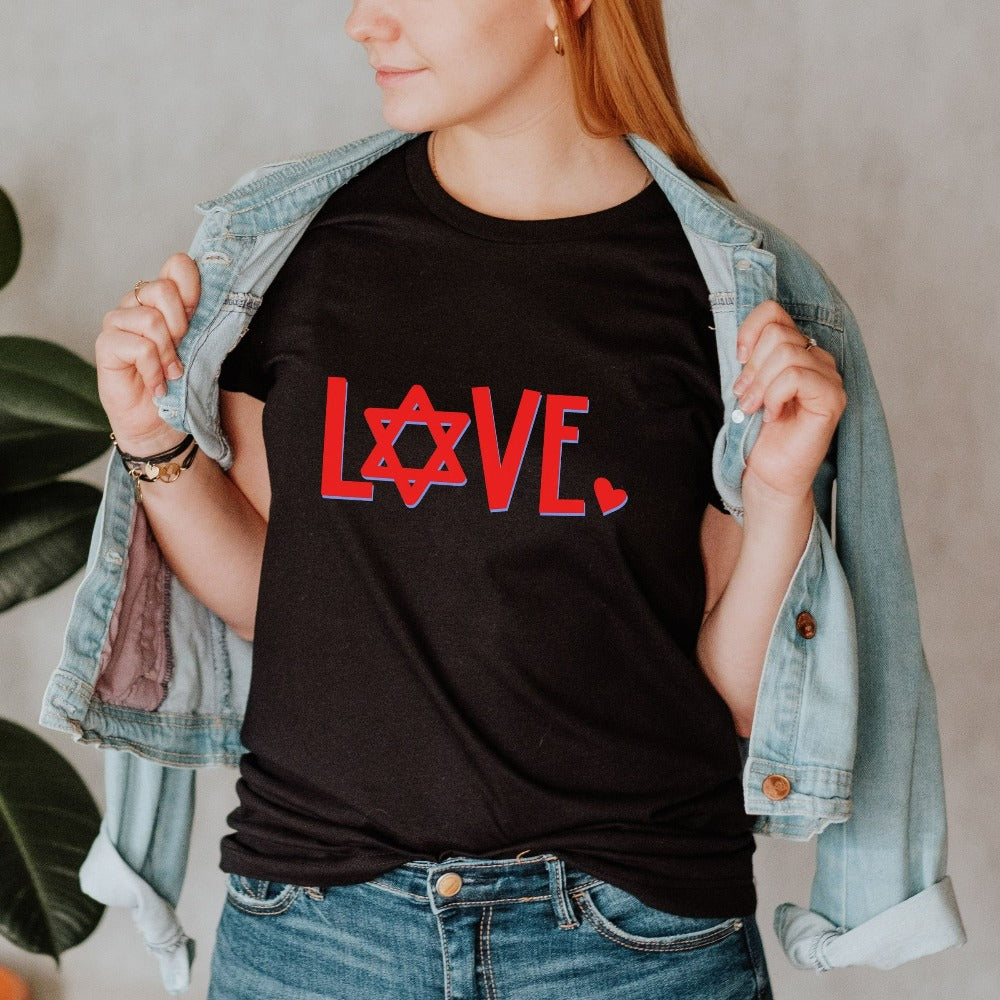 Lover Gift Valentine's Day TShirt, Mom Passover Shirt, Star of David Bat Mitzvah Tee, Religious Matching T-Shirt, Hanukkah Shirt