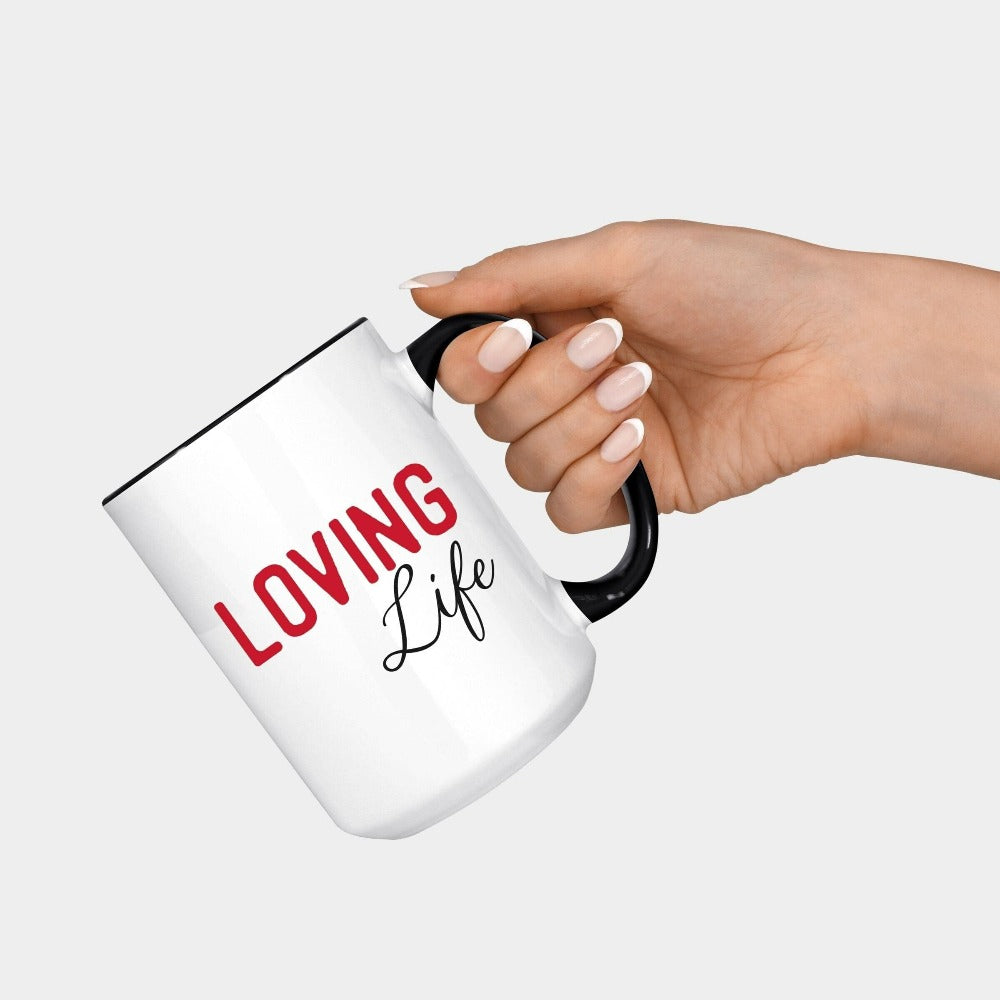 This minimalist loving life design is a great gift idea to celebrate good times and make more great memories. Enjoy the best things in life with this expressive coffee mug. Perfect birthday or Christmas gift idea for a friend or loved family member.