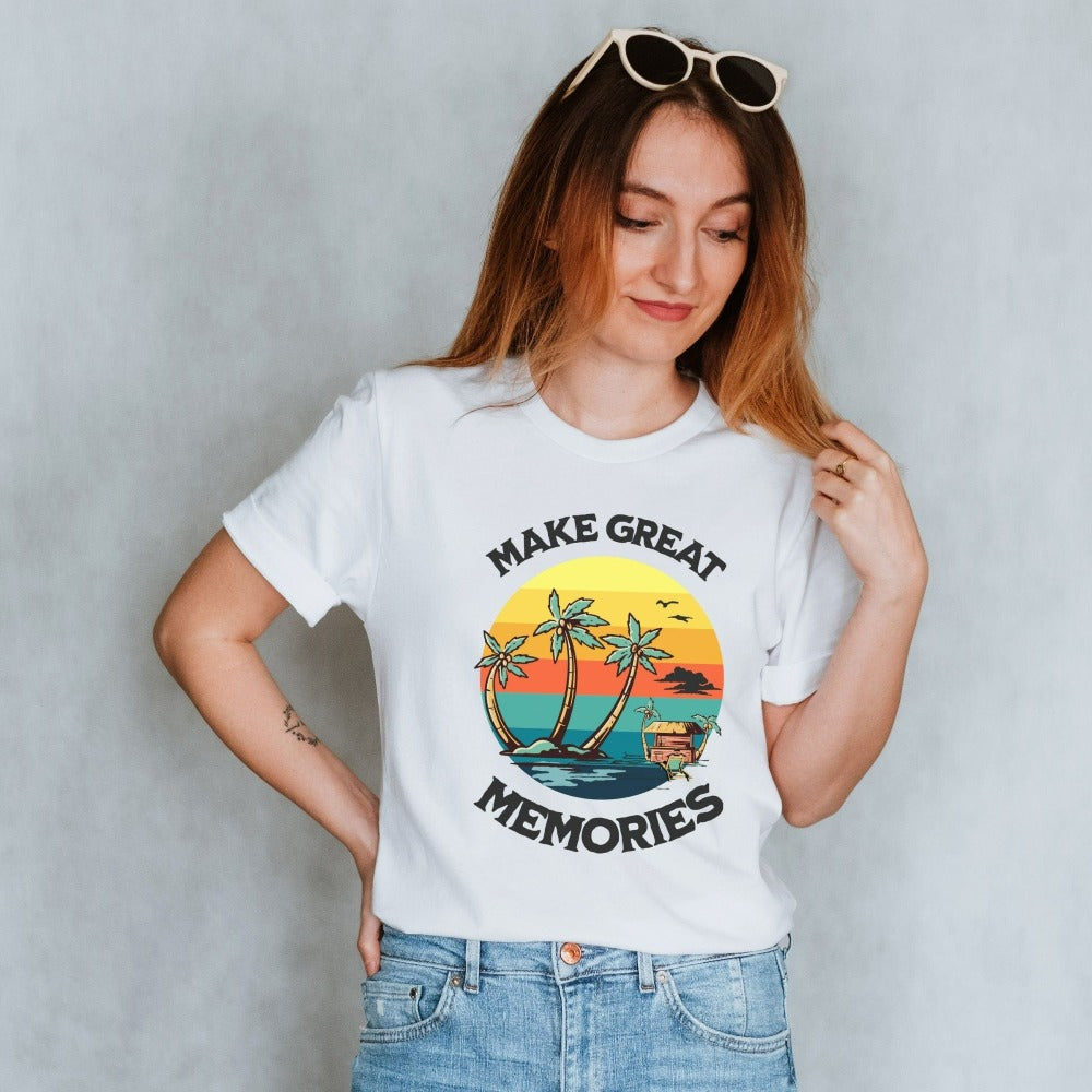 Make great memories together. This graphic island beach casual shirt gift is a perfect souvenir for hang outs with friends and family, weekend getaways, cruise vacations, family reunions, camping trips and more. Perfect matching gift to help you get ready for your next coastal summer vacay.