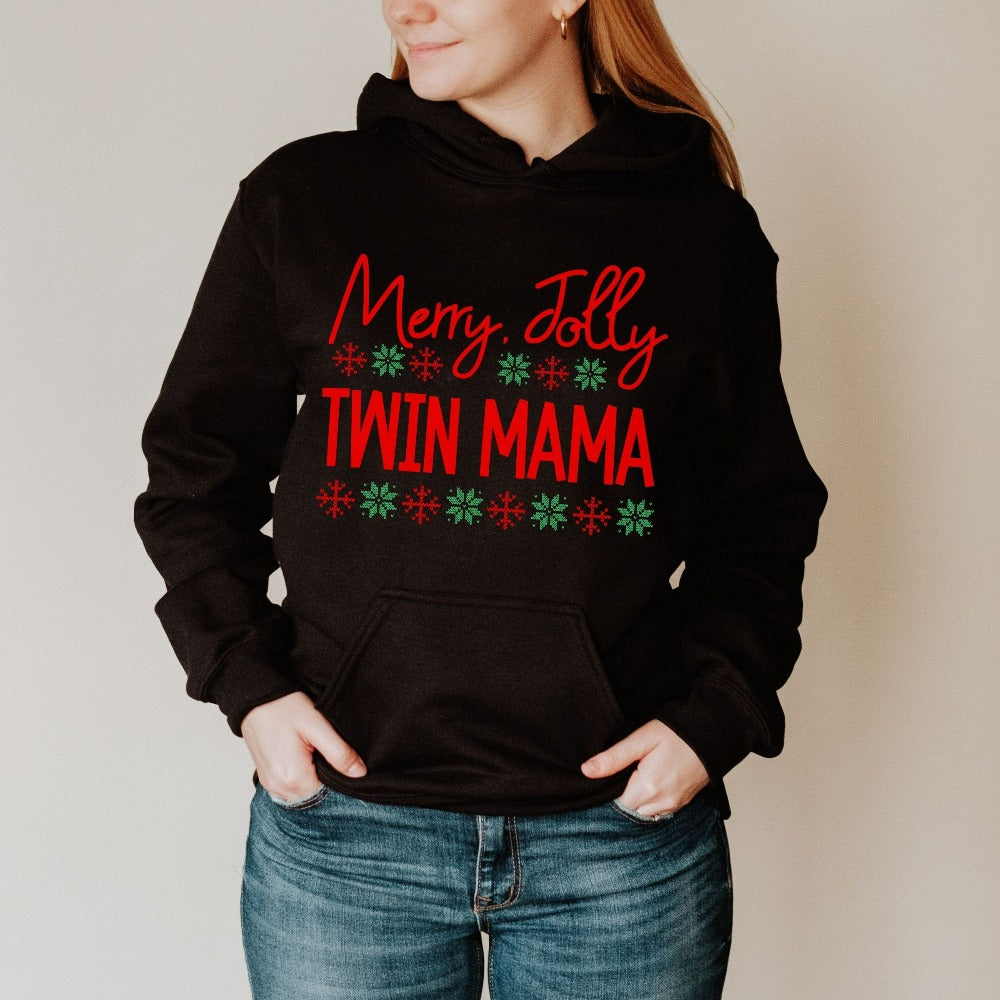 Mama Christmas Sweatshirt, Twin Mom Merry Christmas Shirt, Family Xmas Sweatshirt, Christmas Vacation Sweater, Winter Holiday Gift