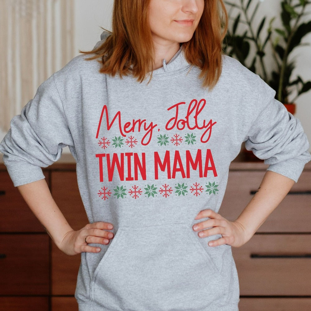 Mama Christmas Sweatshirt, Twin Mom Merry Christmas Shirt, Family Xmas Sweatshirt, Christmas Vacation Sweater, Winter Holiday Gift