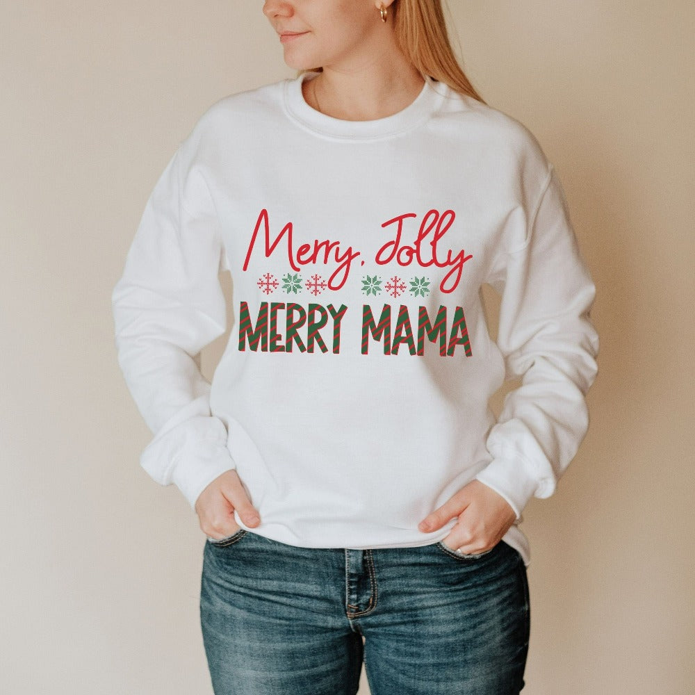 Mama Sweatshirt for Christmas, Women's Holiday Sweatshirt, Family Christmas Pajamas, Mom Winter Sweatshirt, Cute Christmas Sweater