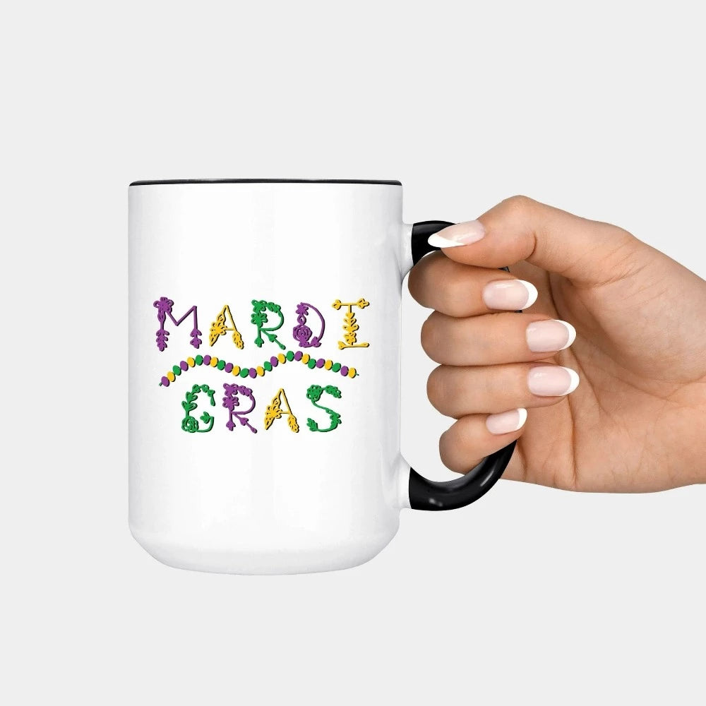 Mardi Gras Enamel Mug, Women's Fat Tuesday Party Cups, Mardi Gras Day Celebration Gift, New Orleans King Cake Cup, New Orleans  Mugs 632 MG