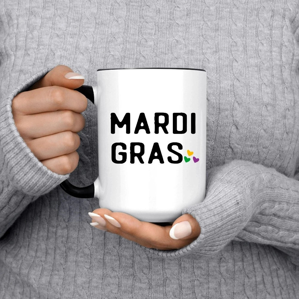 Mardi Gras Gift Ideas, Ceramic Coffee Mug, Louisiana Mug, Mardi Gras Coffee Mug, New Orleans Present, Festival Parade Cup, Mardi Mugs