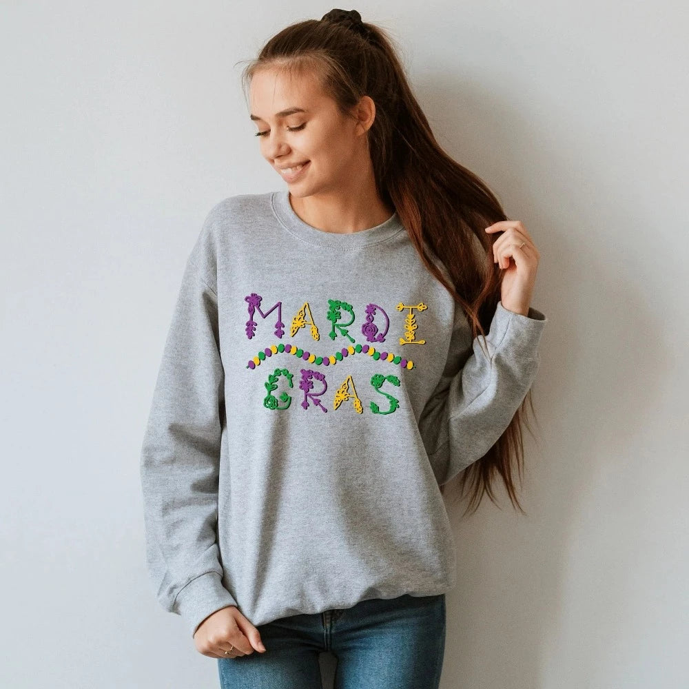 Mardi Gras Sweater for Women, Fat Tuesday Sweatshirt, Carnival Outfit for Family Friends Relatives, Retro Mardi Gras Shirt, Crawfish 632 SWS