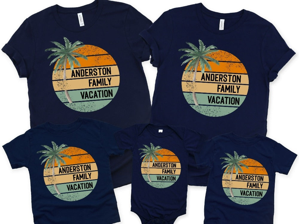 Personalized matching family group vacation outfit is a great way to get in Vacay mood for your getaway! This palm tree boho beachy gift and souvenir is perfect for beach, island ,cruise, lakefront vibes. Customize now with destination or name for a special touch.