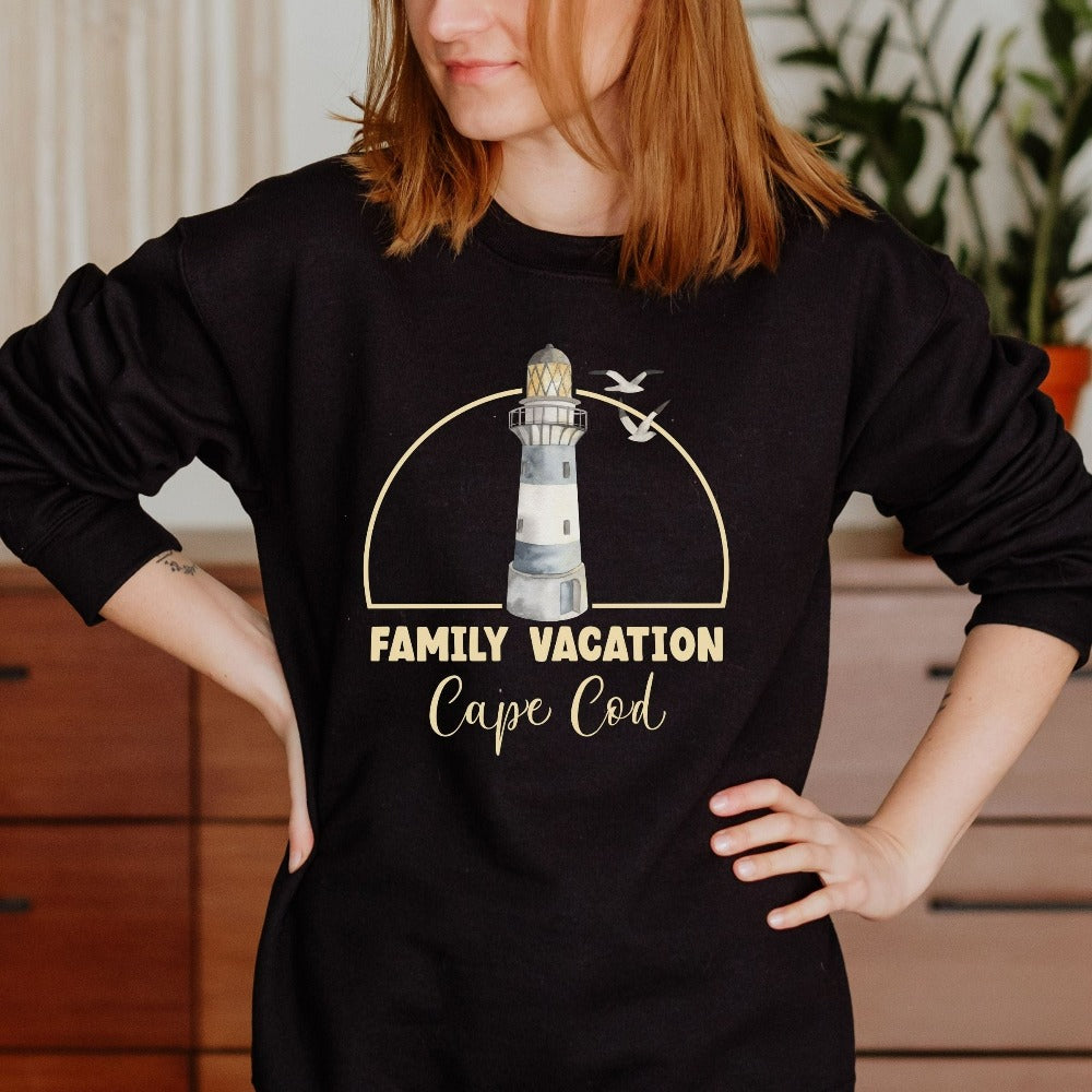 Matching family cruise vacation sweatshirt is the perfect custom way to get into vacay mode. Customized with name or destination and personalized to stand out, this top is a sure hit with the whole travel crew especially with the cute lighthouse design. Get your squad ready for trip, lake or beach life adventure!