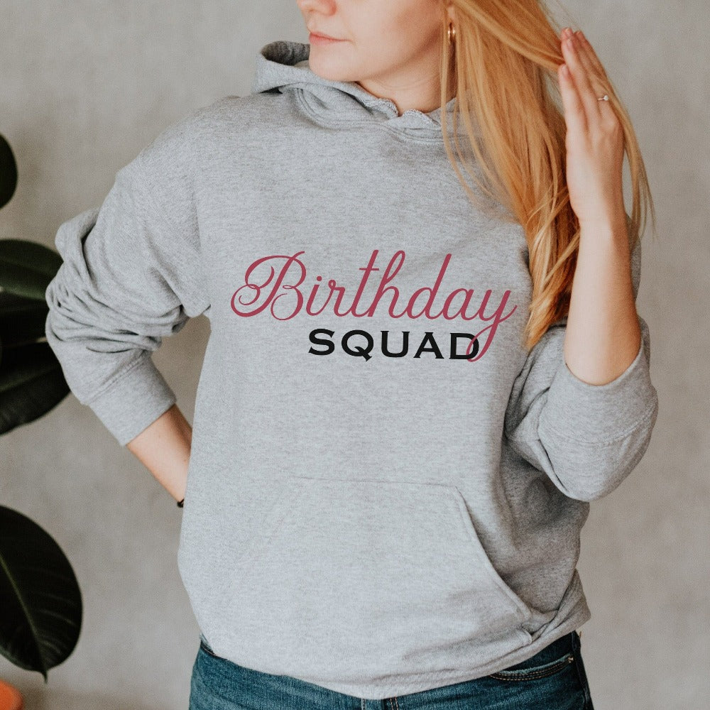 Matching birthday squad sweatshirt for the queen's crew or squad. Perfect for family birthday trips, cousin crew, dream destination travel, birthday cruise, hanging out with your babes and celebrating you new age. This is a great thoughtful gift idea and perfect for celebrating a loved one's new age. If you are planning a birthday party for son, daughter, sister, mom, best friend, sibling, or any other loved one you want to celebrate, this outfit is a nice gesture.