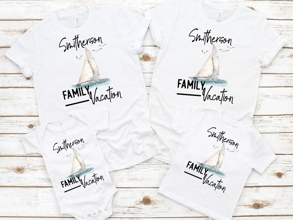 Family Vacation Sailboat Customized T-Shirt White / Youth - Extra Large