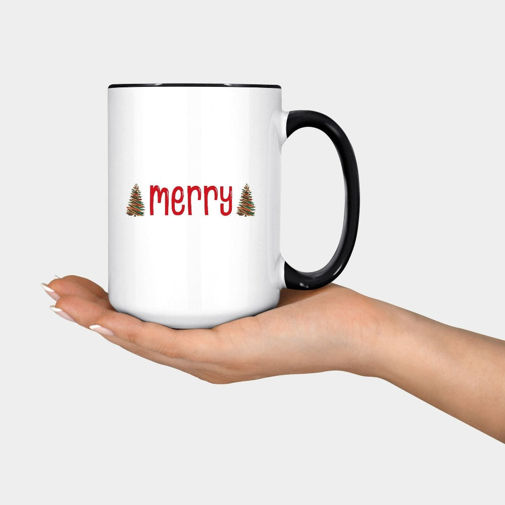 Merry Christmas Coffee Mug, Cute Hot Chocolate Cup Mom, Cute Xmas Holiday Gift Idea for Family, Office Santa Ho Ho Gift for Teacher, Xmas Mug