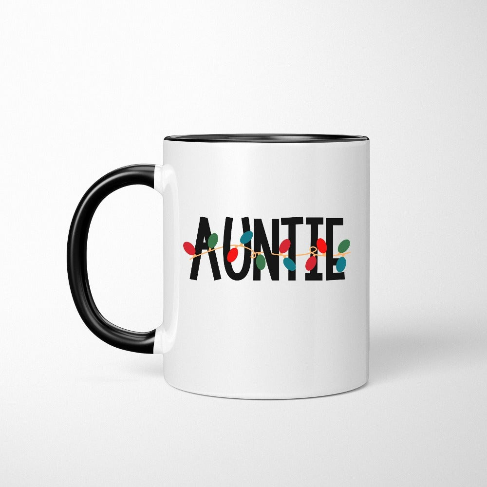Merry Christmas Coffee Mug for Auntie, Christmas Holiday Aunty Gift Idea, Hot Chocolate Mug, Holiday Stocking Stuffer, Santa New Aunt Xmas Cup