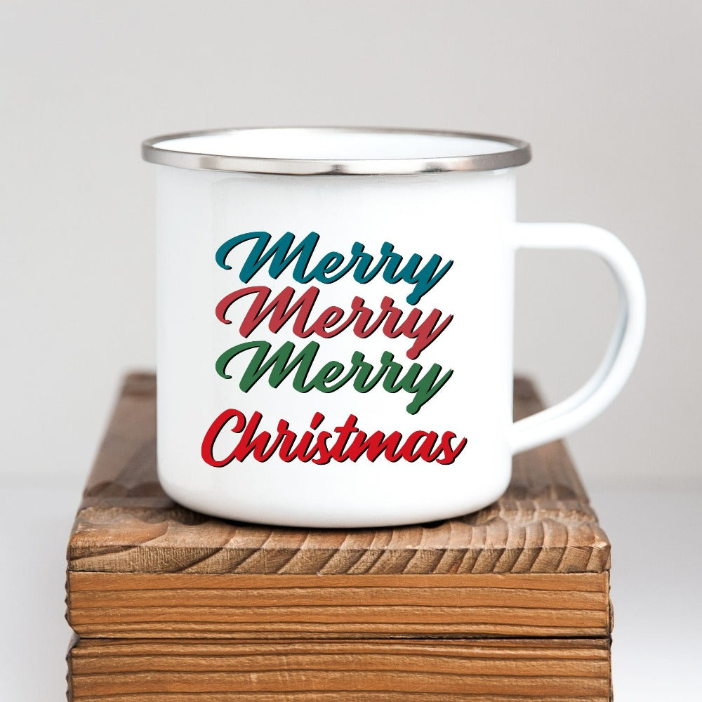 Merry Christmas Coffee Mug, Hot Chocolate Cup, Enamel Campfire Holiday Idea, Cute Xmas Gifts, Elementary Grade Teacher Appreciation, Christmas Mug