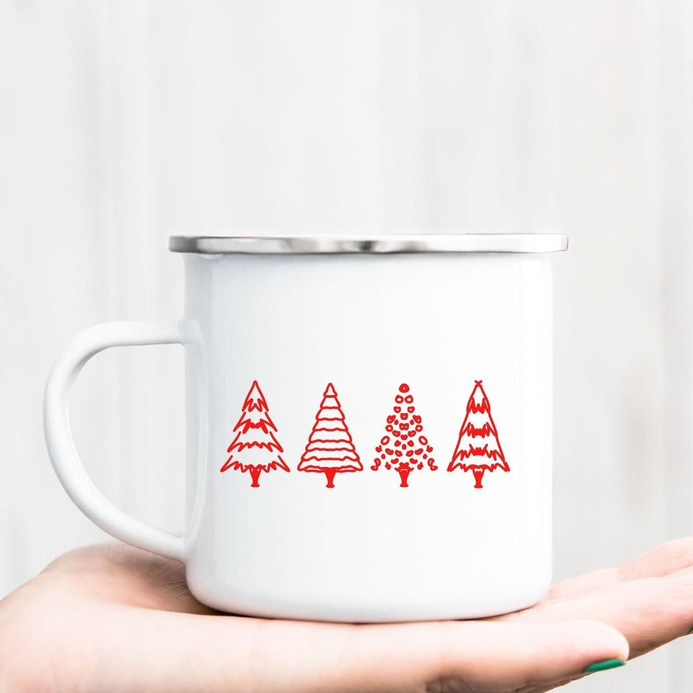 Merry Christmas Coffee Mug, Winter Christmas Holiday Family Gifts, Santa Matching Group Xmas Campfire Cup, Hot Chocolate Enamel Mug, Holiday Cup