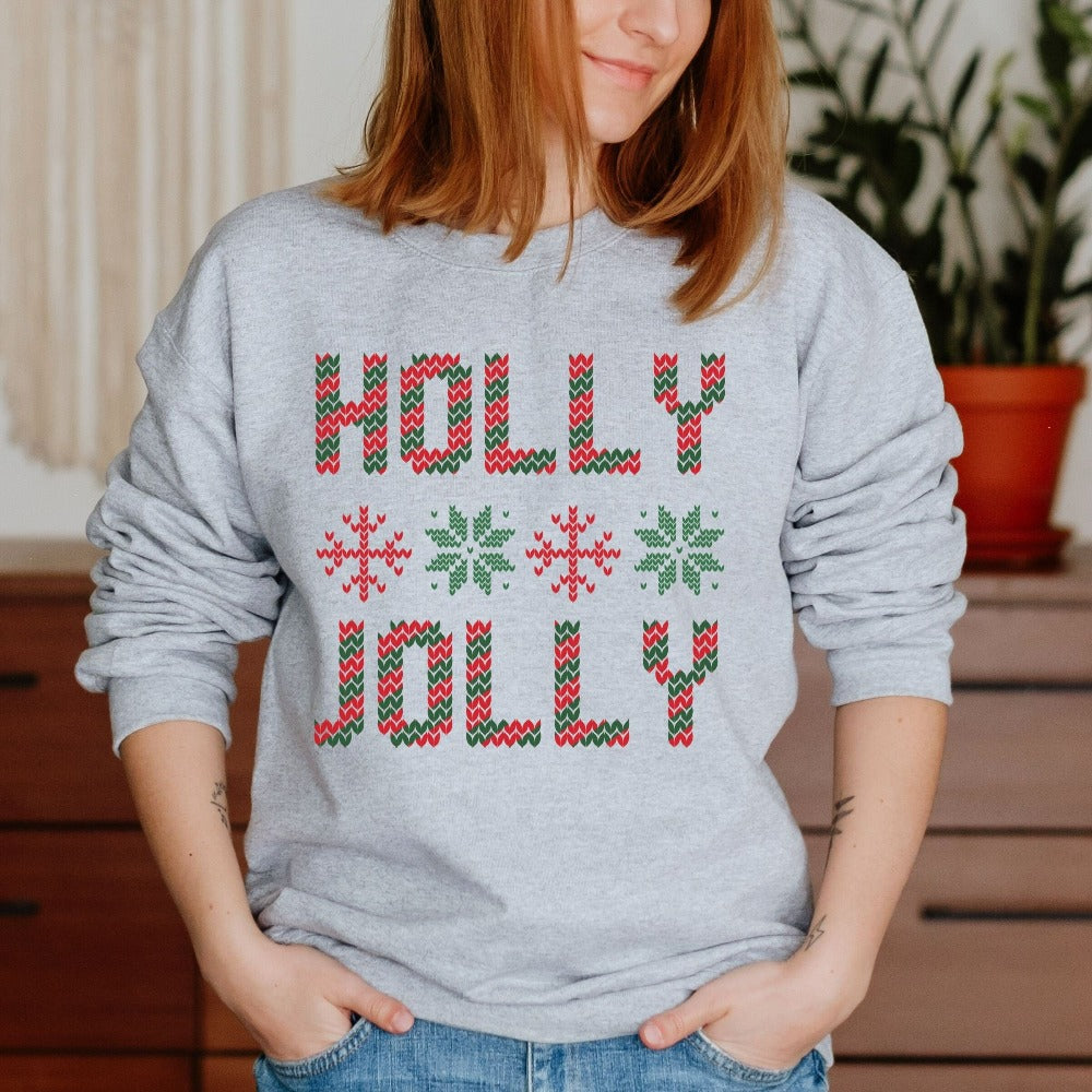 Merry Christmas Family Sweatshirt, Women's Christmas Jumper, Holiday Gifts for Friends, Christmas Greeting Shirt, Winter Lover Outfit