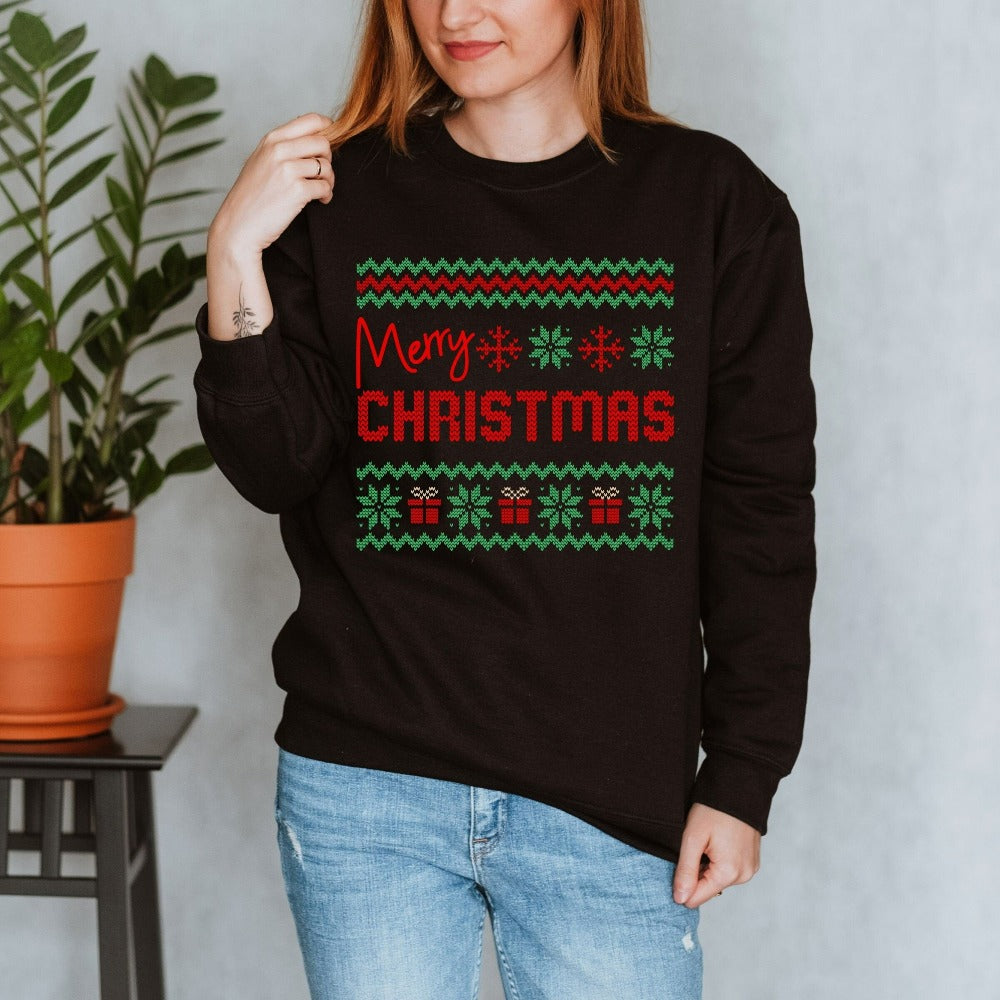 Merry Christmas Gift, Friends Christmas Sweater, Family Reunion Christmas Shirt, Holiday Sweater for Mom Wife Spouse, Xmas Party Top