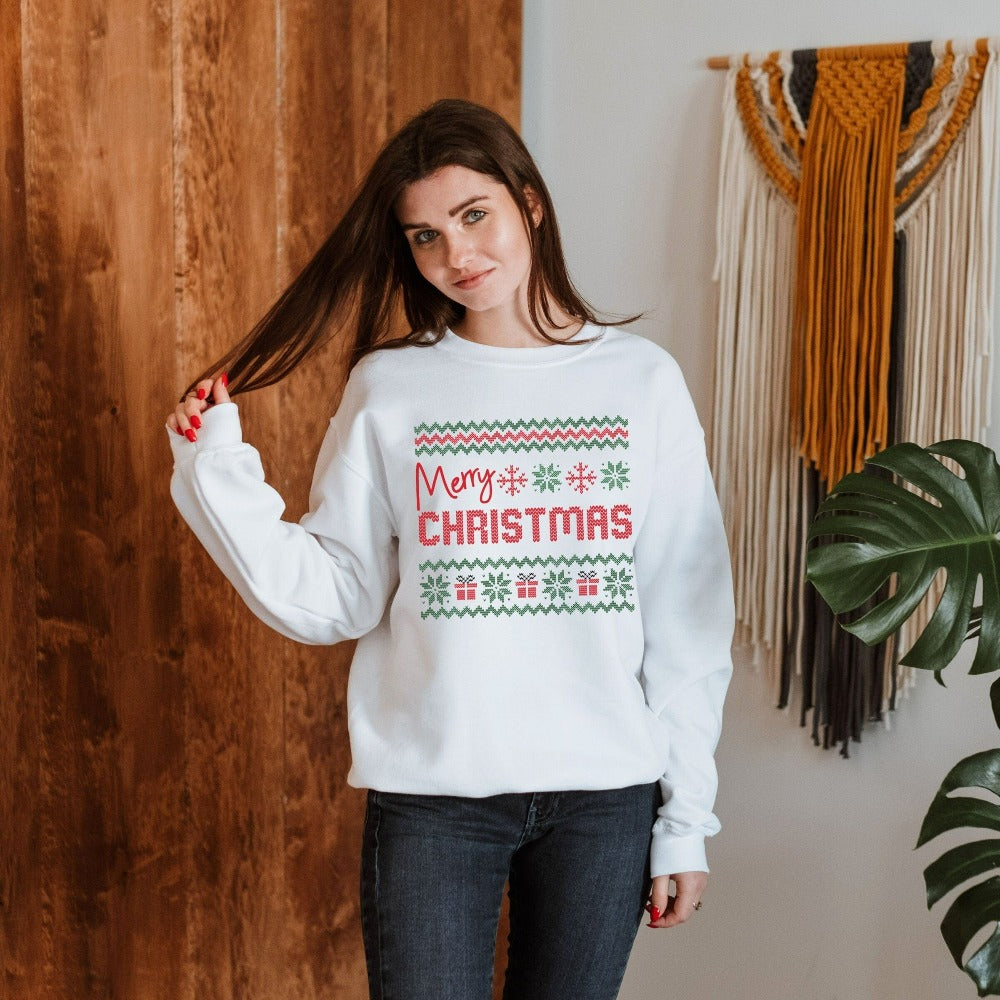 Merry Christmas Gift, Friends Christmas Sweater, Family Reunion Christmas Shirt, Holiday Sweater for Mom Wife Spouse, Xmas Party Top
