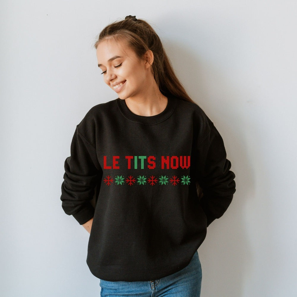 Merry Christmas Gift, Holiday Sweater for Ladies, Funny Christmas Outfit, Let it Snow Christmas Present, Cute Christmas Party Shirt