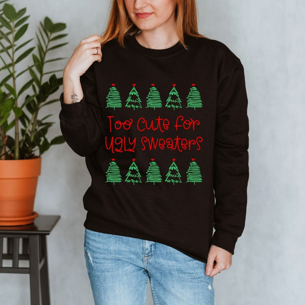 Merry Christmas Gift, Xmas Stocking Stuffer, Christmas Trees Sweatshirt, Cute Christmas Jumper, Family Christmas Eve Shirt, Xmas Top