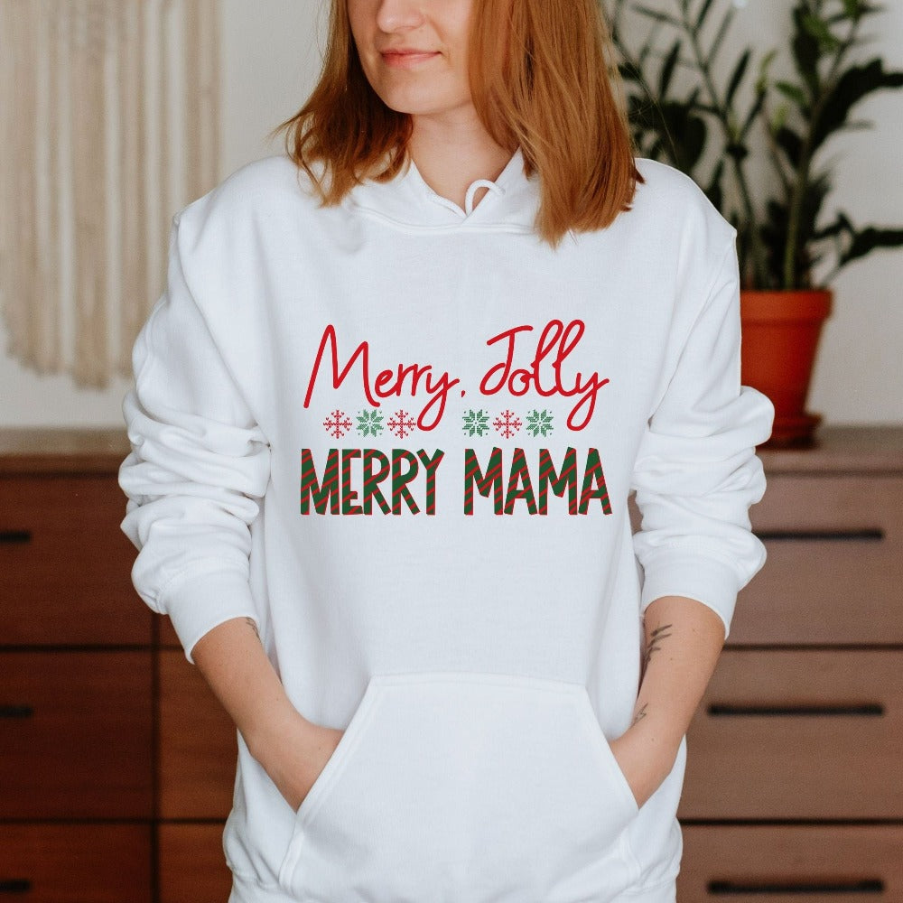 Merry Christmas Mom Sweatshirt, Mama Gift for Christmas Festive Season, Family Christmas Shirts, Holiday Vacation Top, Xmas Outfit for Mother Mom Mama