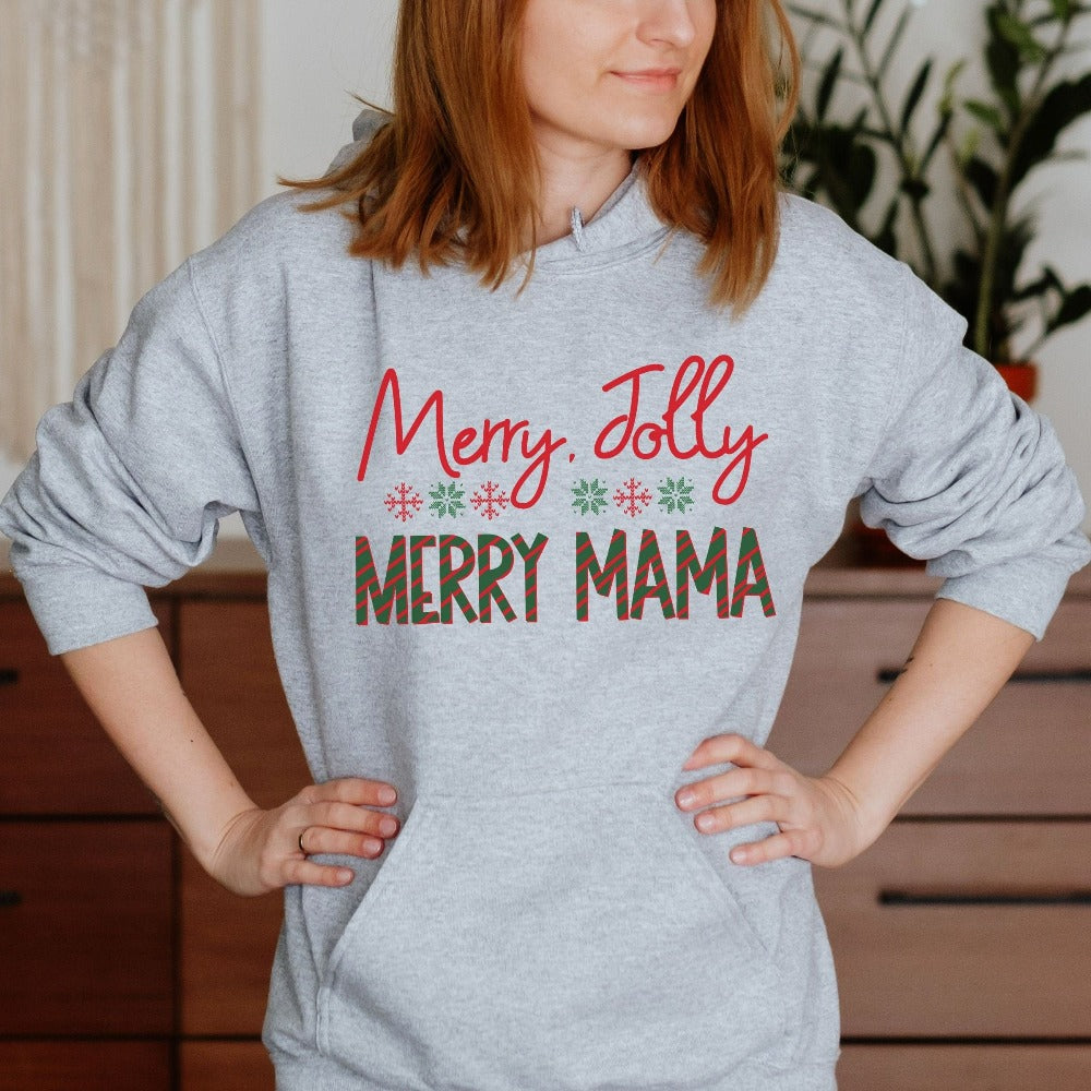 Merry Christmas Mom Sweatshirt, Mama Gift for Christmas Festive Season, Family Christmas Shirts, Holiday Vacation Top, Xmas Outfit for Mother Mom Mama