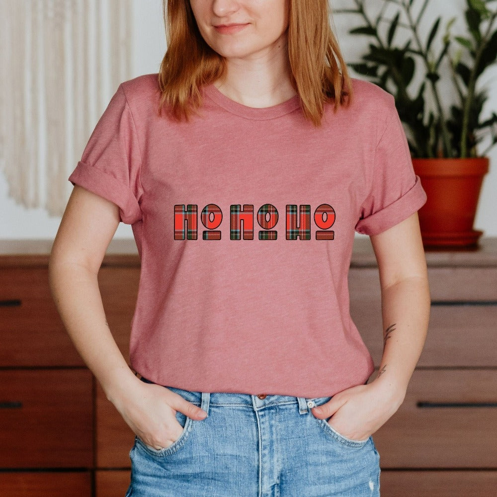 Merry Christmas Shirts, Funny Christmas Party T-Shirt, Xmas Holiday Present Ho, Women Christmas Tree Shirt, Buffalo Plaid Group Tee