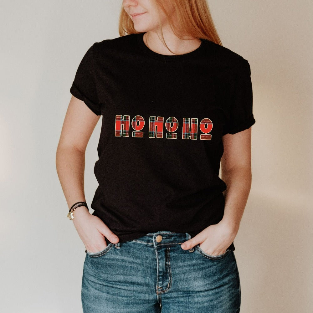 Merry Christmas Shirts, Funny Christmas Party T-Shirt, Xmas Holiday Present Ho, Women Christmas Tree Shirt, Buffalo Plaid Group Tee