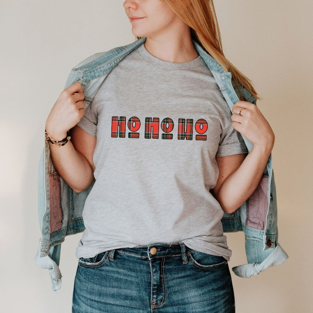 Merry Christmas Shirts, Funny Christmas Party T-Shirt, Xmas Holiday Present Ho, Women Christmas Tree Shirt, Buffalo Plaid Group Tee