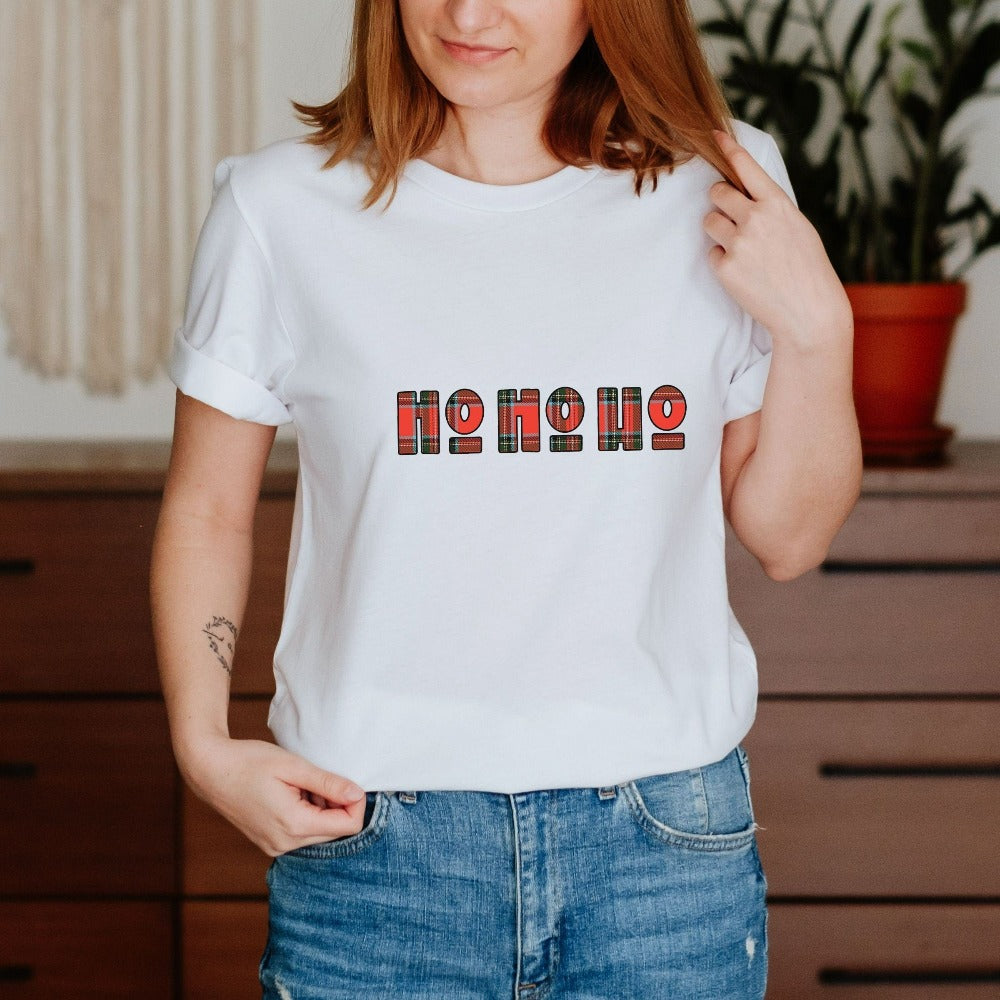 Merry Christmas Shirts, Funny Christmas Party T-Shirt, Xmas Holiday Present Ho, Women Christmas Tree Shirt, Buffalo Plaid Group Tee