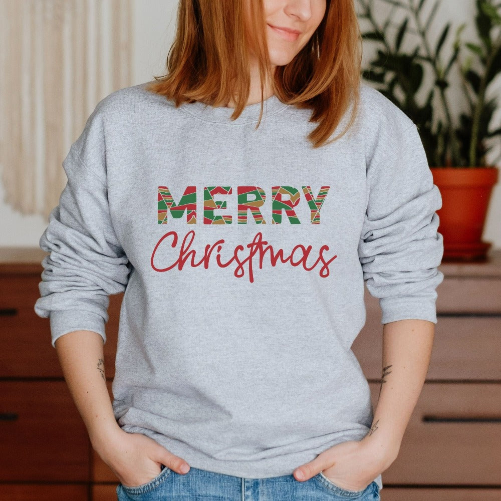 Merry Christmas Sweater, Christmas Holiday Sweatshirts for Women, Christmas Gift, Christmas Matching Shirt, Family Xmas Vacation Top