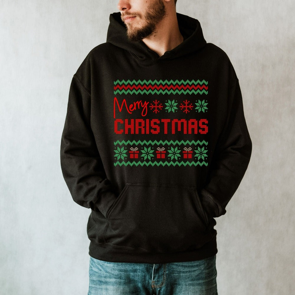 Merry Christmas Sweatshirt, Christmas Vibes Sweater, Matching Family Christmas Pajamas, Xmas Stocking Stuffer, Holiday Sweater for Kids Adults