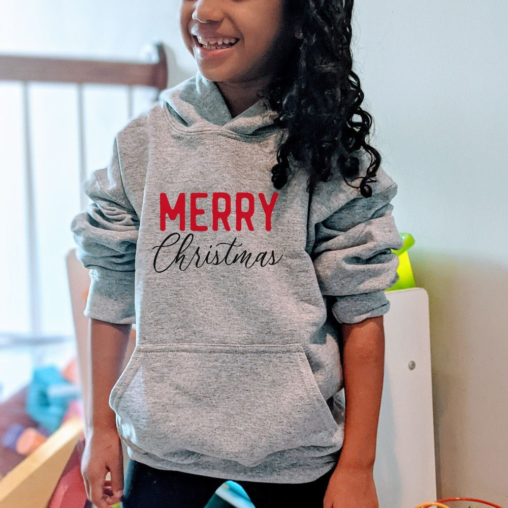 Merry Christmas sweatshirt. Celebrate the winter holidays and spread joy and cheer with this cute Xmas gift for friend and family. Get your loved ones in a matching end of year outfit for this yuletide vacation reunion. Cute adorable "ugly sweater".