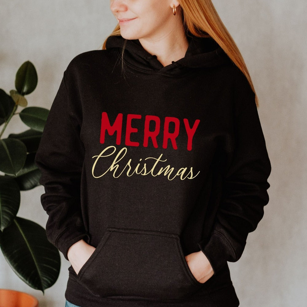 Merry Christmas sweatshirt. Celebrate the winter holidays and spread joy and cheer with this cute Xmas gift for friend and family. Get your loved ones in a matching end of year outfit for this yuletide vacation reunion. Cute adorable "ugly sweater".