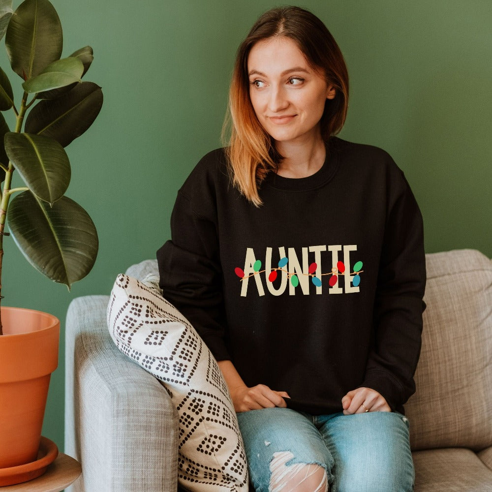 Merry Christmas Sweatshirt for Auntie, Winter Holiday Sweater for Women, New Aunt Christmas Gift, Family Xmas Gift Ideas for Aunty