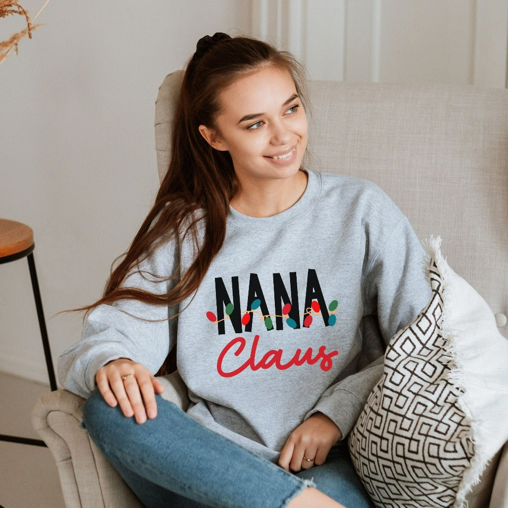 Merry Christmas Sweatshirt for Nana, Christmas Holiday Gifts for Women, Family Vacation Gift ideas for Grandma, Xmas Gift for Grandmother