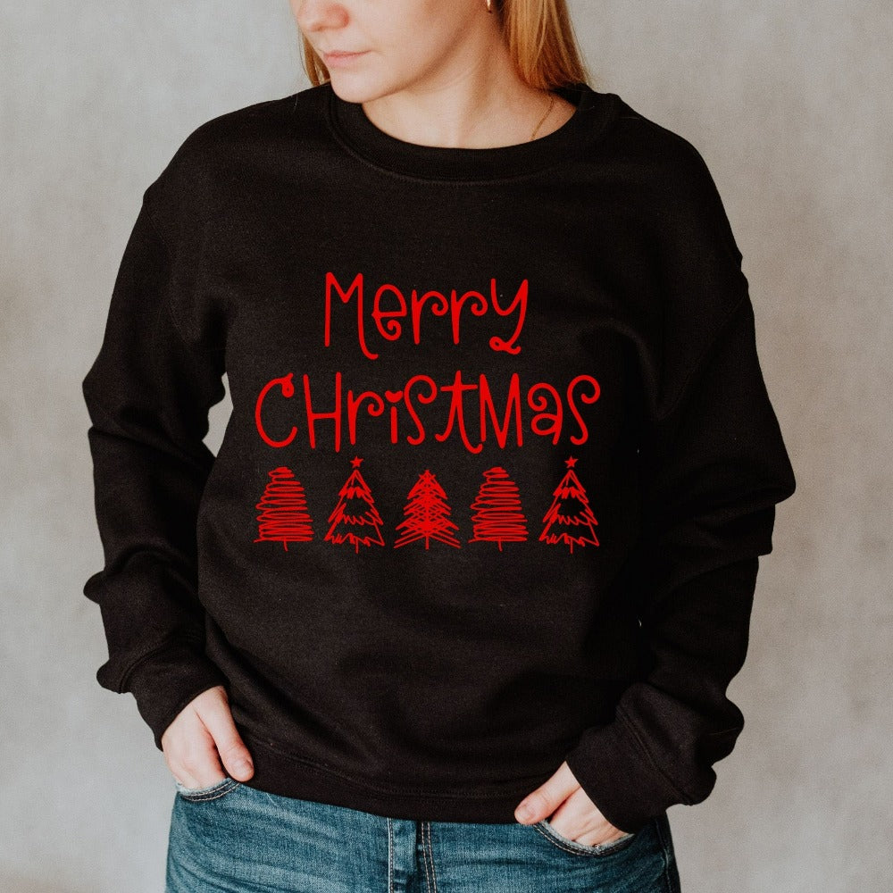 Merry Christmas Sweatshirt for Women, Ladies Crewneck Sweater, Cute Christmas Gift for Family, Xmas Vacation Winter Holiday Present
