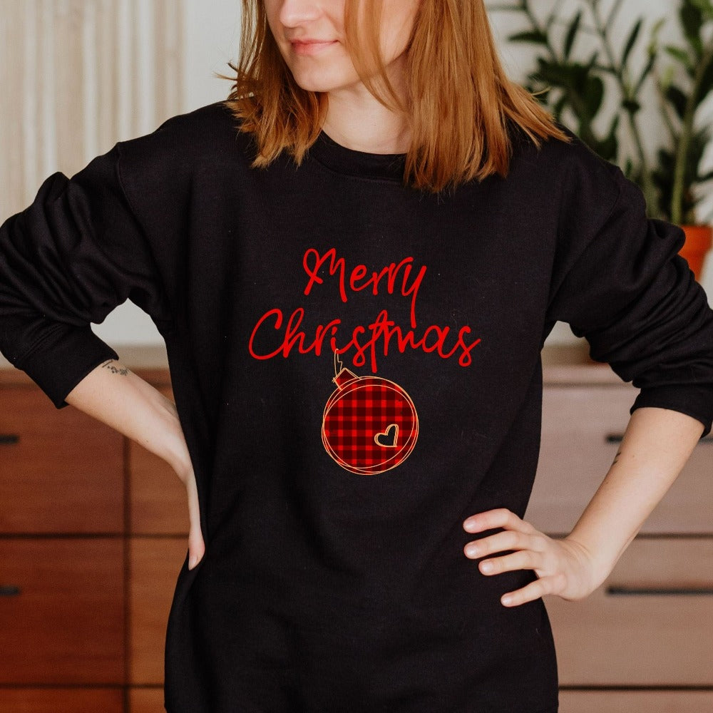 Merry Christmas Sweatshirt, Winter Holiday Sweater, Christmas Gift for Teacher New Mom Daughter Friend, Cute Xmas Party Group Shirts, Winter Sweatshirt