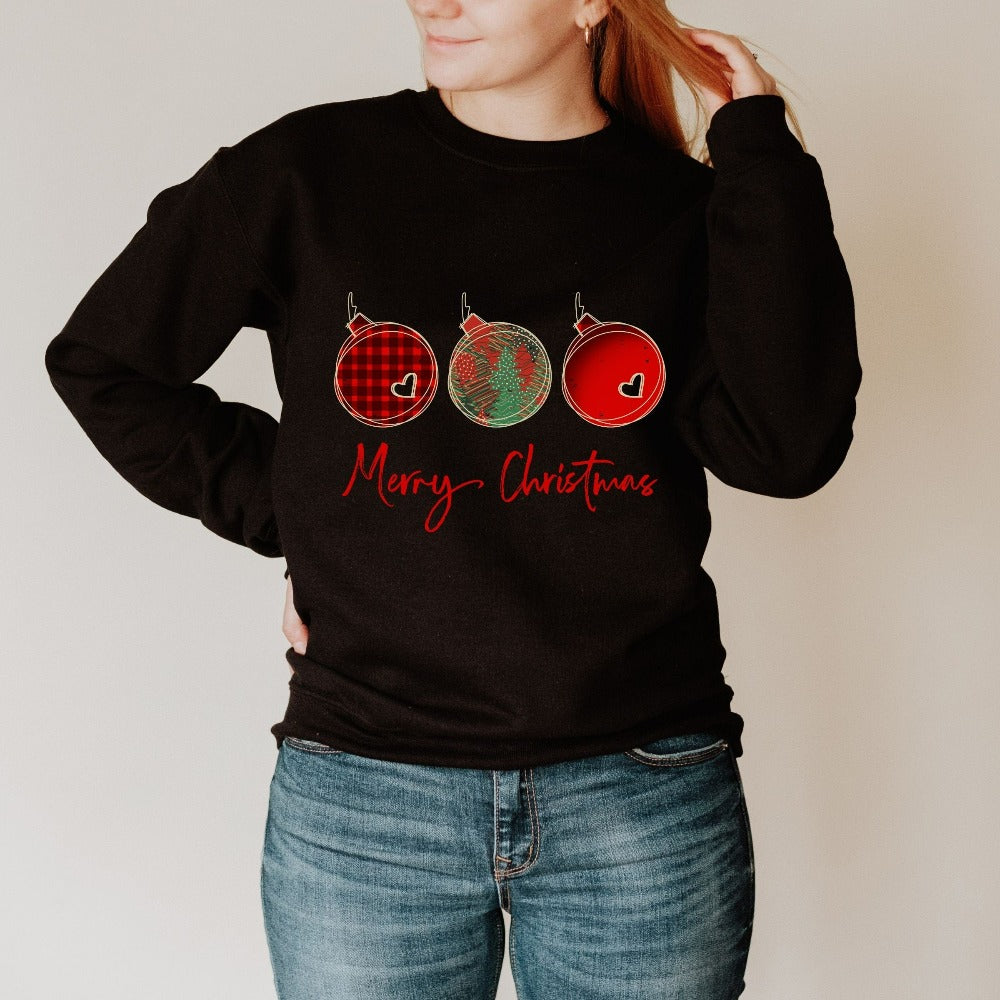 Merry Christmas Sweatshirt, Winter Holiday Sweater for Women, Cute Women's Christmas Holiday Gift Idea, Matching Family Ugly Sweater 