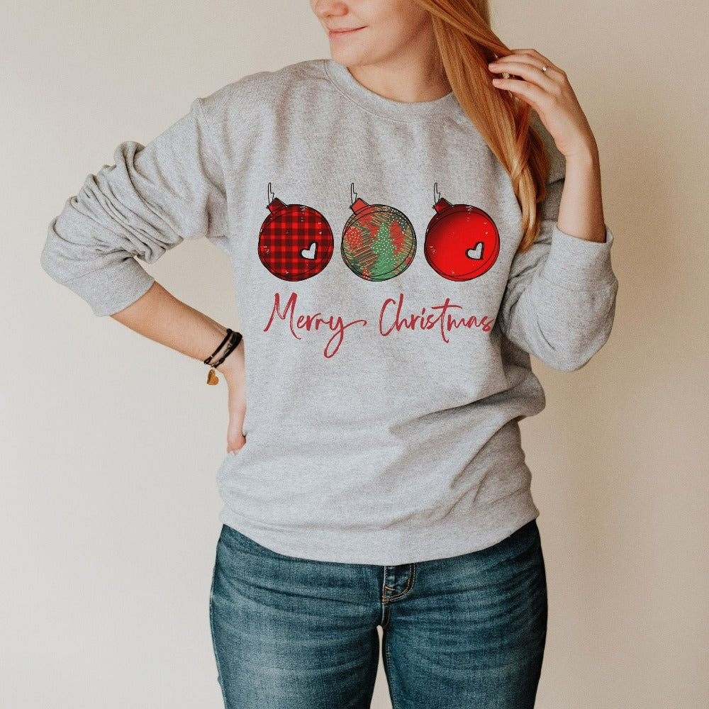 Merry Christmas Sweatshirt, Winter Holiday Sweater for Women, Cute Women's Christmas Holiday Gift Idea, Matching Family Ugly Sweater 