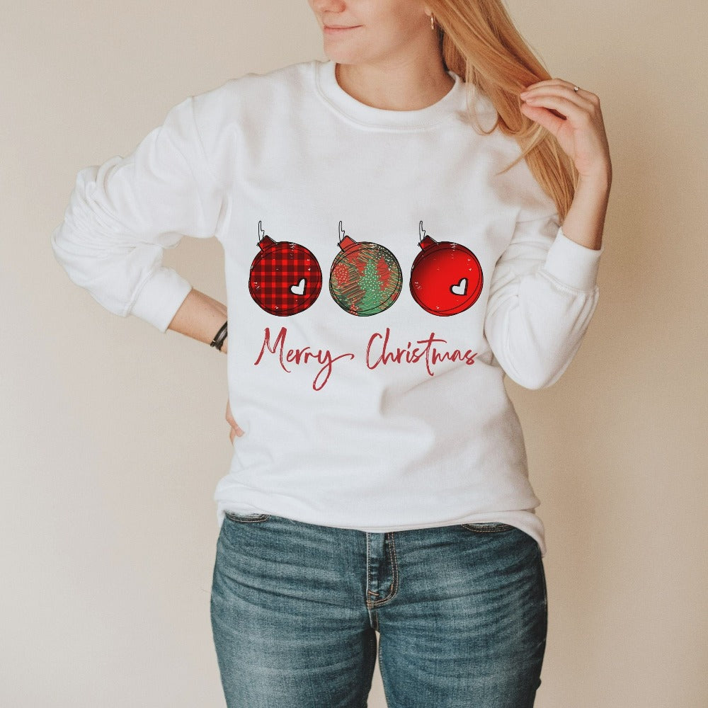 Merry Christmas Sweatshirt, Winter Holiday Sweater for Women, Cute Women's Christmas Holiday Gift Idea, Matching Family Ugly Sweater 